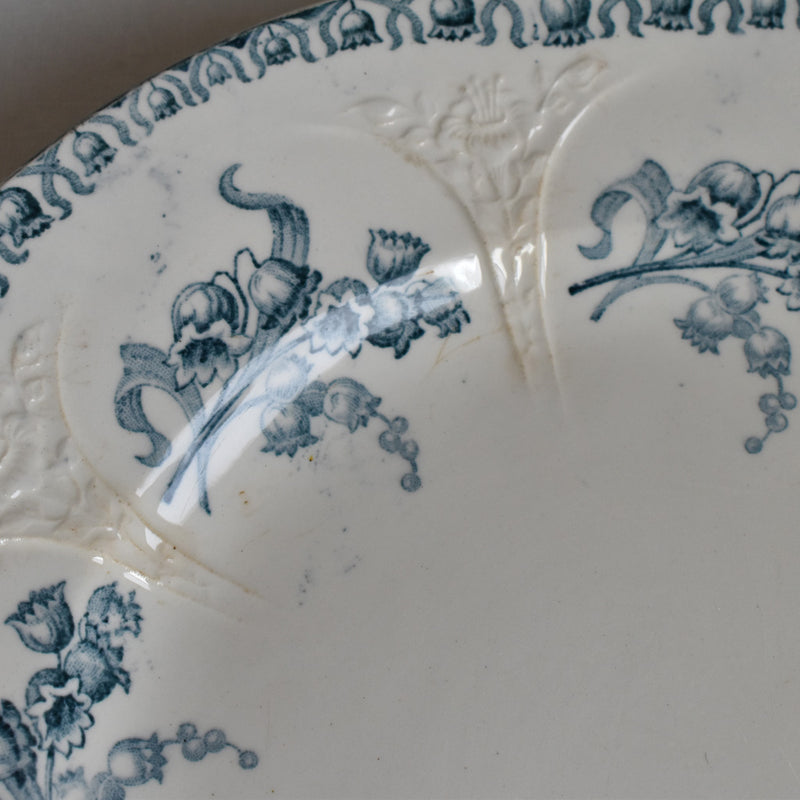 Antique Dessert Plate, Longwy, Muguet (Lily of the Valley) D