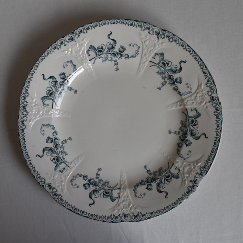 Antique Large Round Platter Longwy Muguet (Lily of the Valley) A