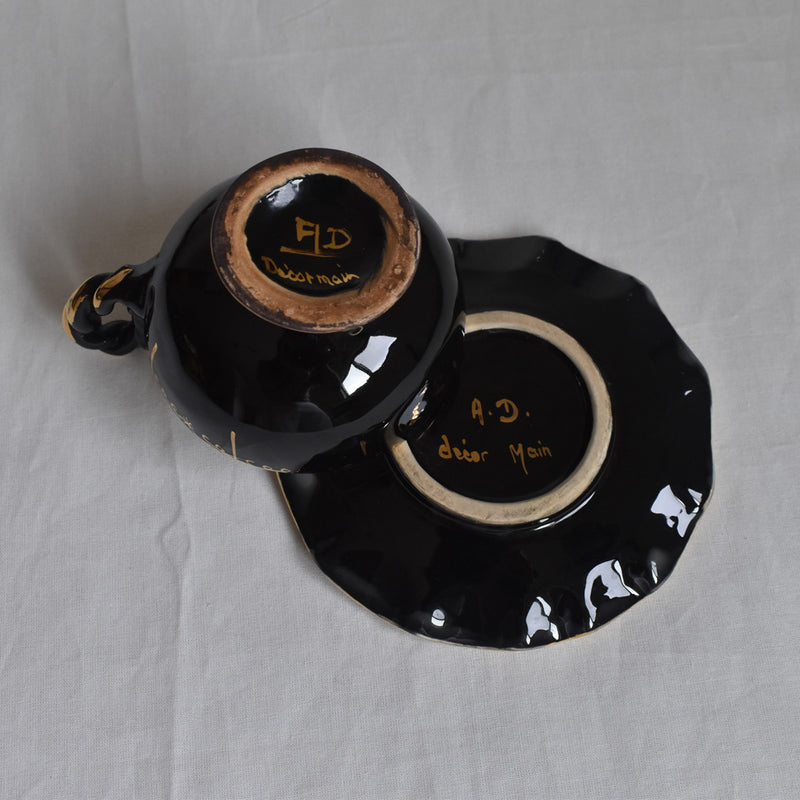 ア.ドラサンヴァル A.Dressinval コーヒーカップ＆ソーサー ブラック E