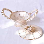 ドラサンヴァル  ヴィンテージ  ボンボニエール　ホワイトフラワー　蓋