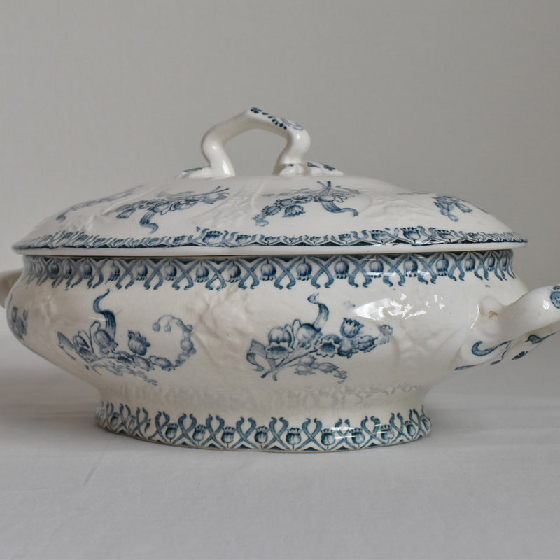 Antique Soupière Small, Longwy, Muguet (Lily of the Valley)