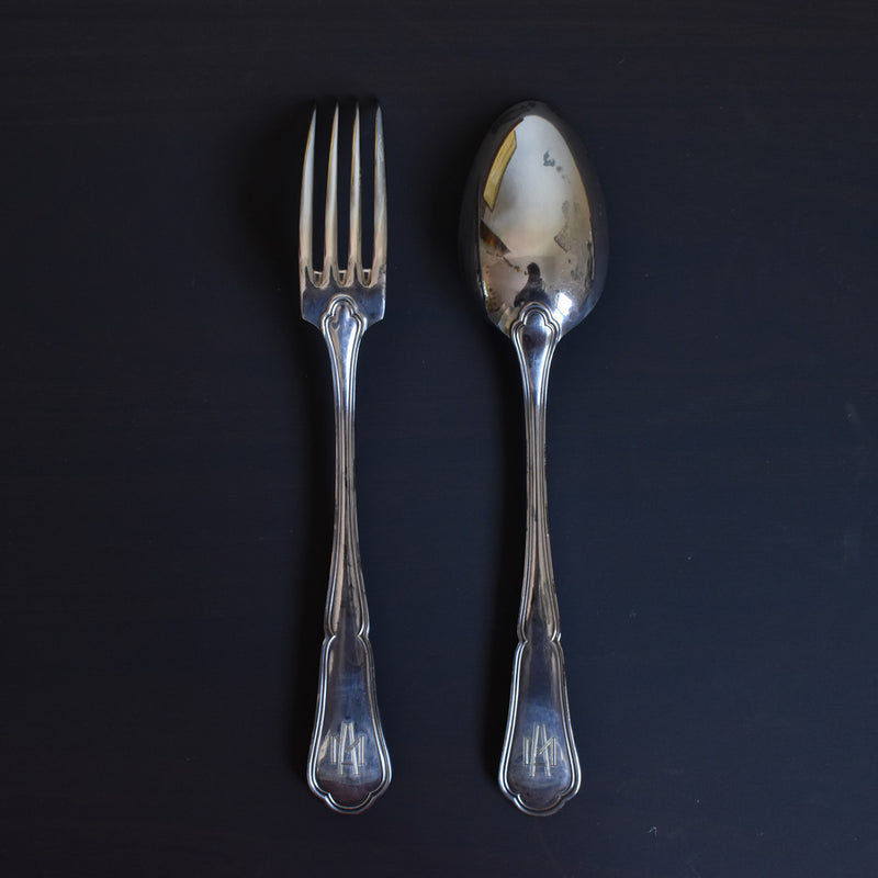 Vintage Fork & Spoon Set - Monogram MA