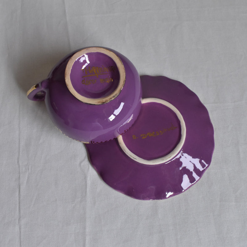 ア.ドラサンヴァル A.Dressinval コーヒーカップ＆ソーサー パープル A