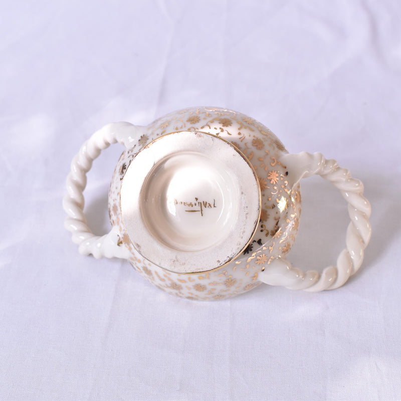 ドラサンヴァル  ヴィンテージ  ボンボニエール　ホワイトフラワー　底サイン