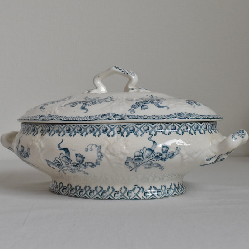 Antique Soupière Small, Longwy, Muguet (Lily of the Valley)
