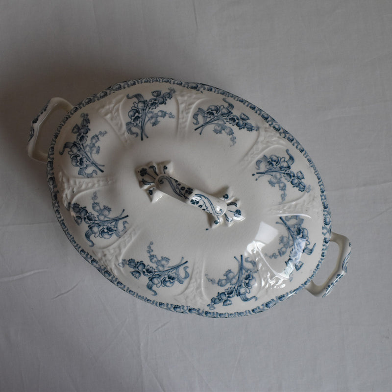 Antique Soupière Small, Longwy, Muguet (Lily of the Valley)