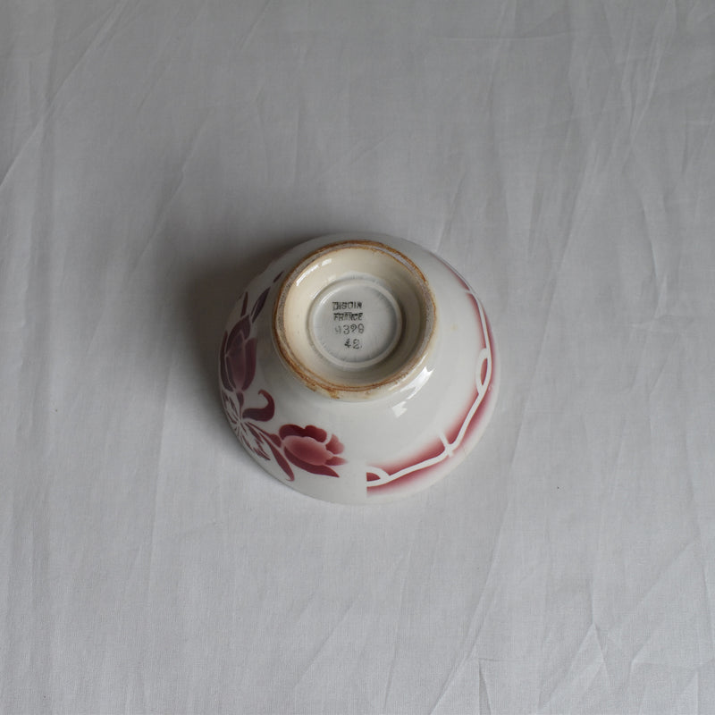 Vintage Cafe au Lait Bowl Digoin & Sarreguemines Fleur Rouge B