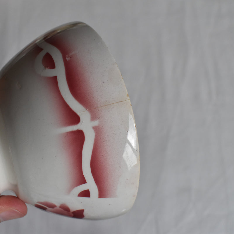 Vintage Cafe au Lait Bowl Digoin & Sarreguemines Fleur Rouge B