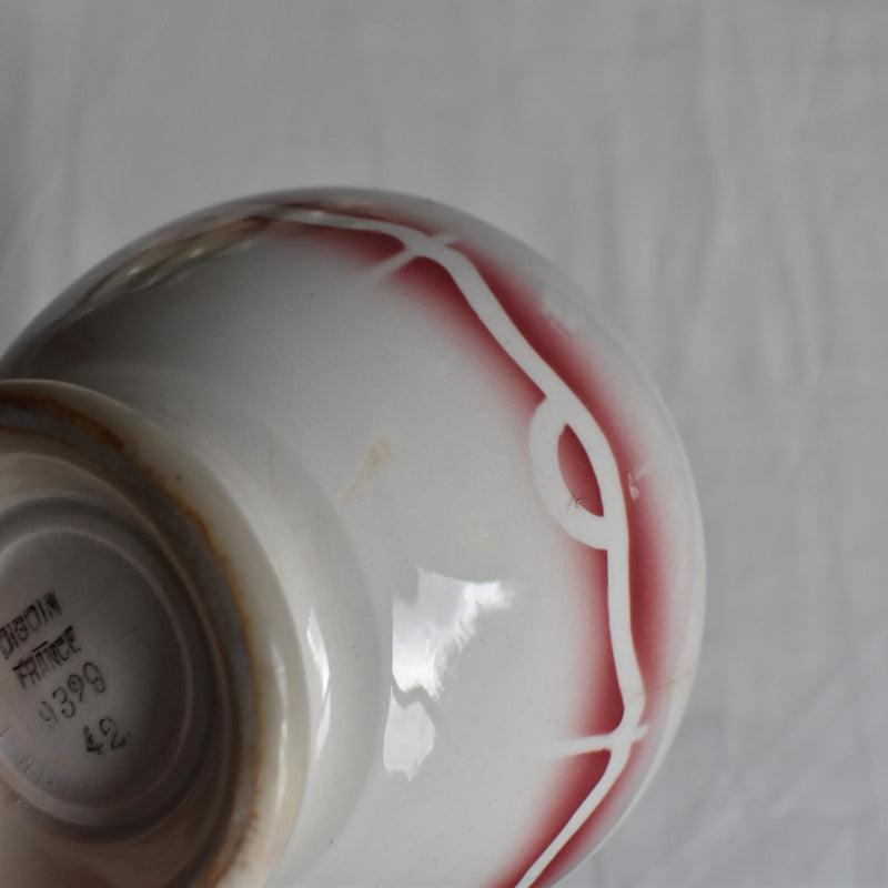Vintage Cafe au Lait Bowl Digoin & Sarreguemines Fleur Rouge B