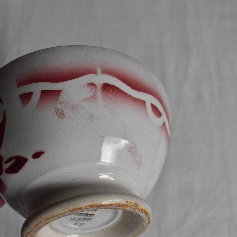 Vintage Cafe au Lait Bowl Digoin & Sarreguemines Fleur Rouge B