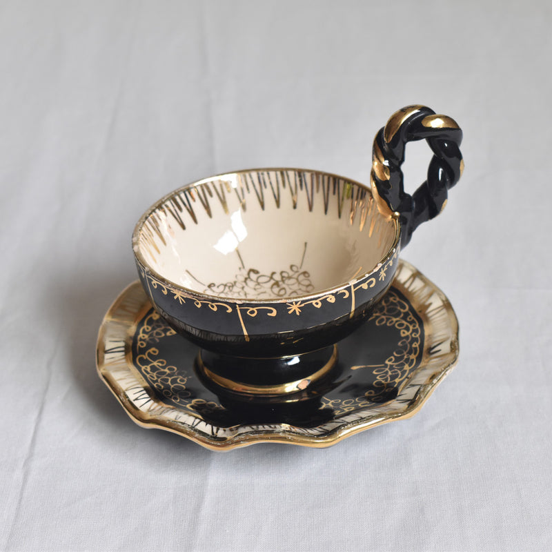 ア.ドラサンヴァル A.Dressinval コーヒーカップ＆ソーサー ブラック D