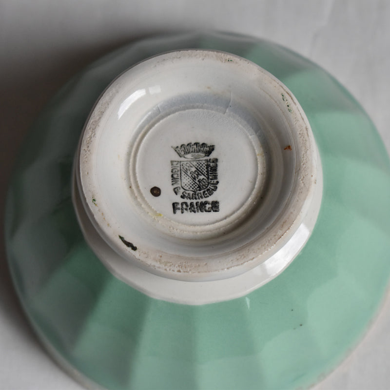 Vintage Cafe au Lait Bowl Digoin & Sarreguemines Petit vert