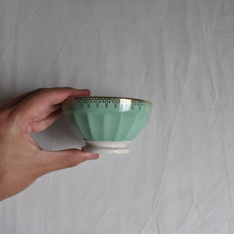 Vintage Cafe au Lait Bowl Digoin & Sarreguemines Petit vert