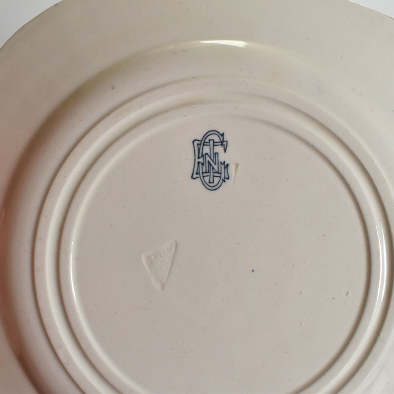 Antique Plate Gien Ibis Carré Bleu