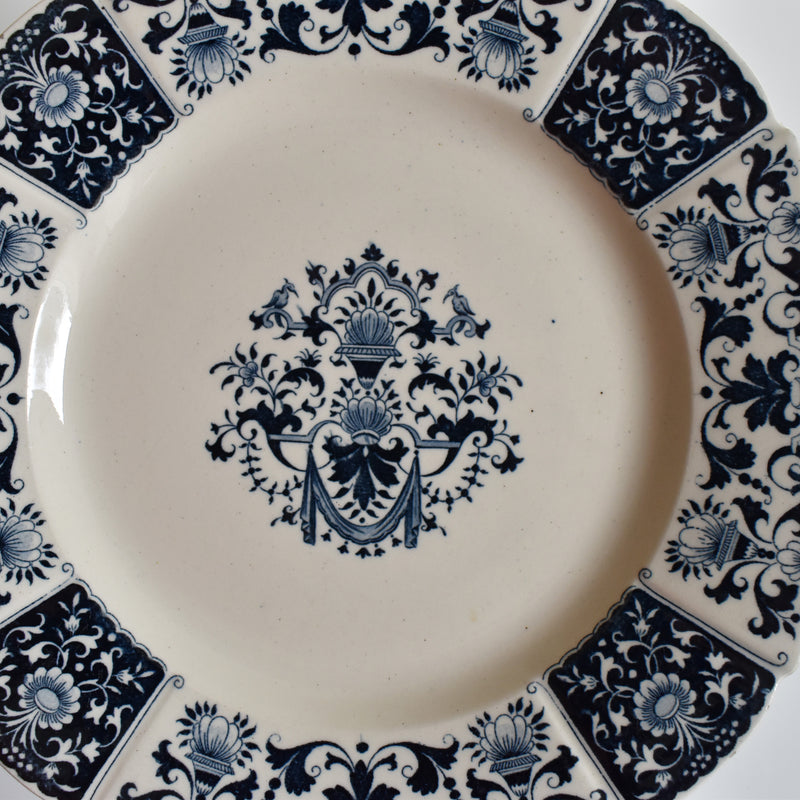 Antique Plate Gien Ibis Carré Bleu
