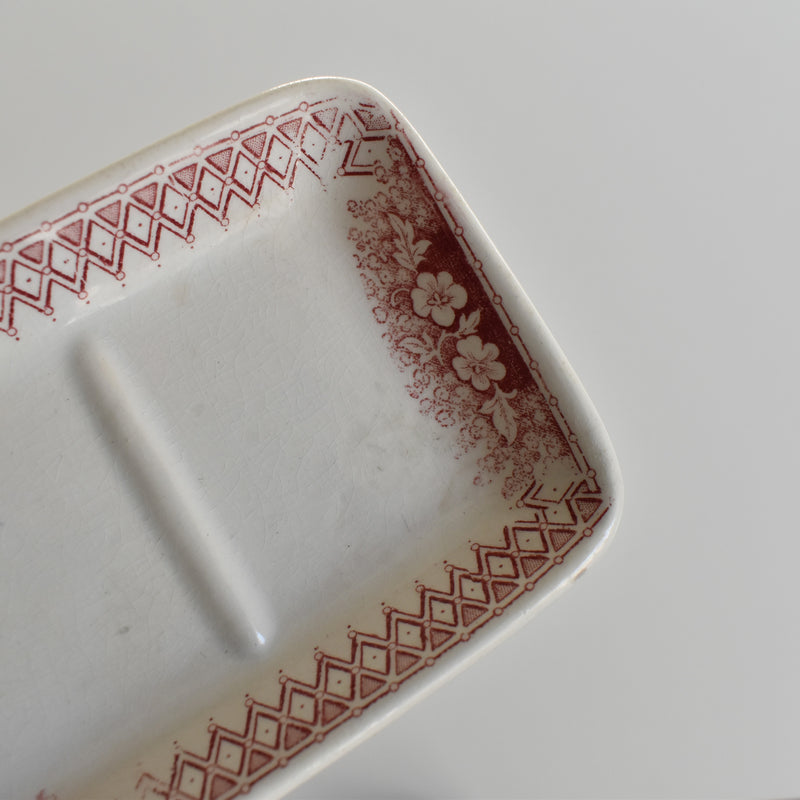 Antique Soap Dish, Sarreguemines Jardiniére (Red)