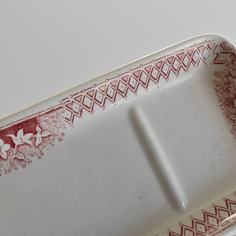 Antique Soap Dish, Sarreguemines Jardiniére (Red)