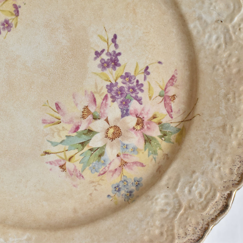 Antique Dessert Plate, Flower (Unidentified Kiln)