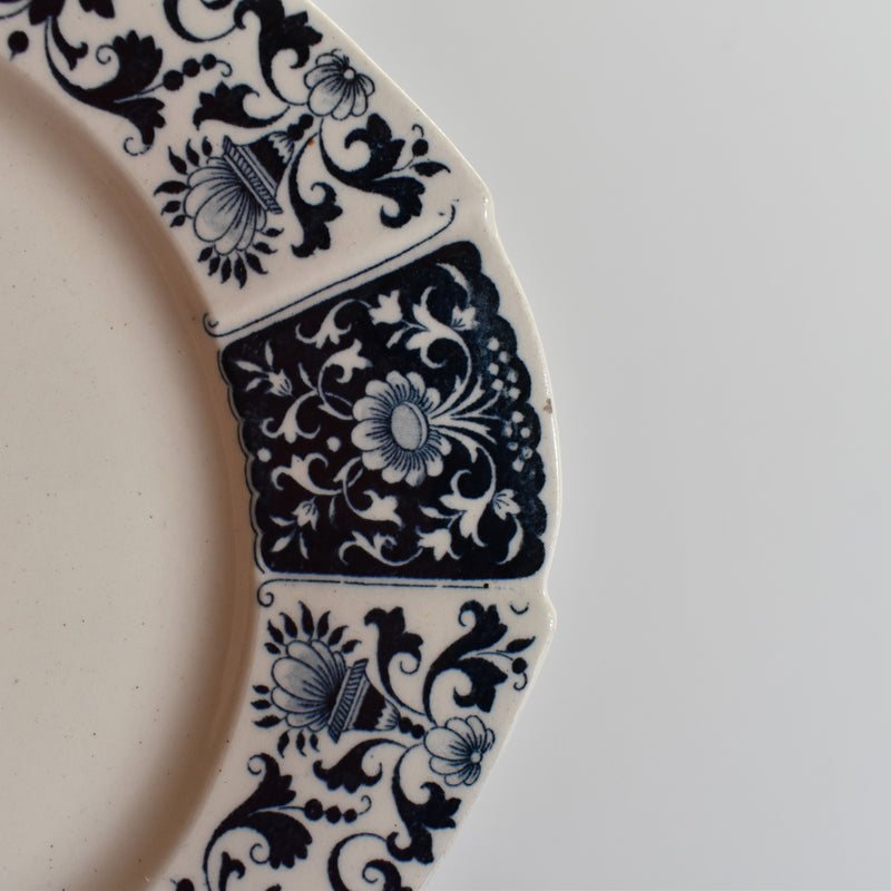 Antique Plate Gien Ibis Carré Bleu