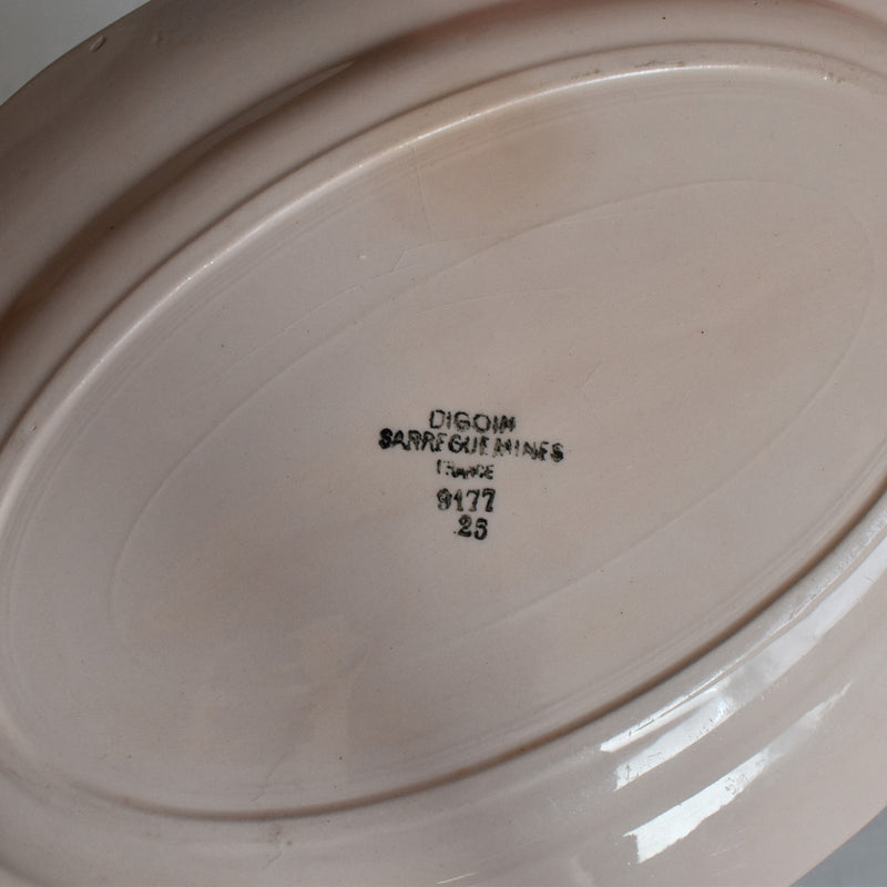 Vintage Oval Plate Digoin & Sarreguemines Pink