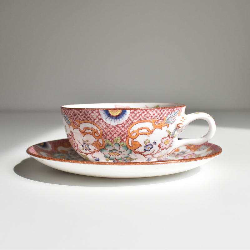 Antique teacup and saucer, Sarreguemines Minton 216 A