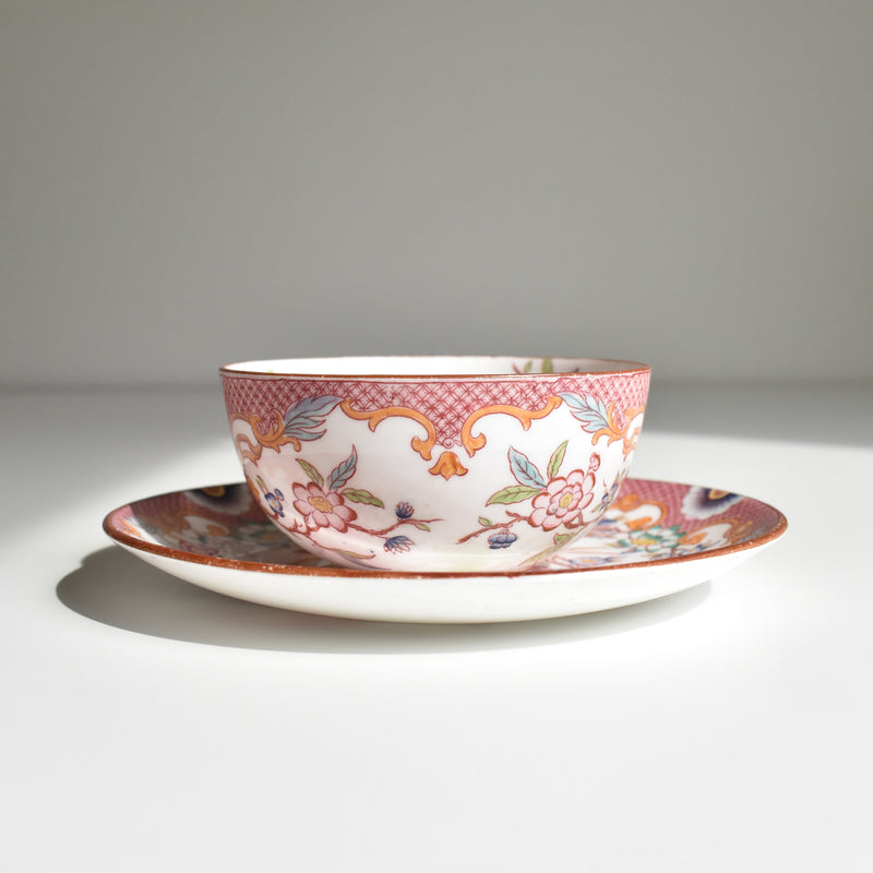Antique teacup and saucer, Sarreguemines Minton 216 A