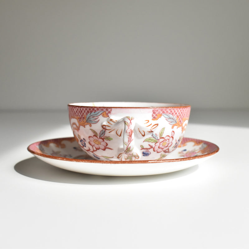 Antique teacup and saucer, Sarreguemines Minton 216 A