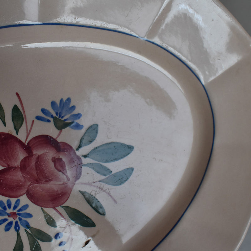 Vintage Oval Plate Digoin & Sarreguemines Pink