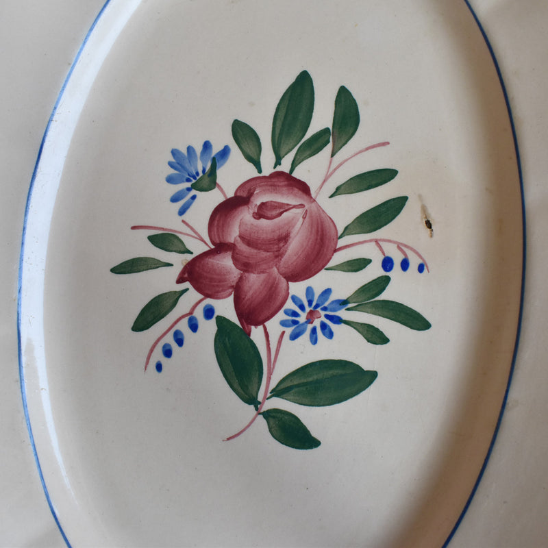 Vintage Oval Plate Digoin & Sarreguemines Pink