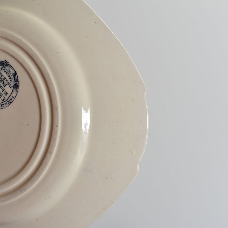 Antique plate E.Bourgeois (Gien) Ibis Carré Bleu B