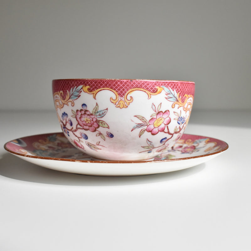 Antique Chocolate Cup & Saucer Sarreguemines Minton 216