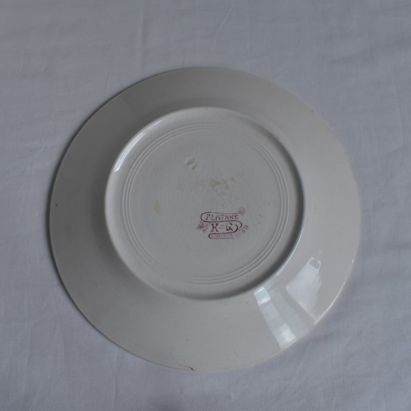 Antique Plate K&G Lunéville Platane Z