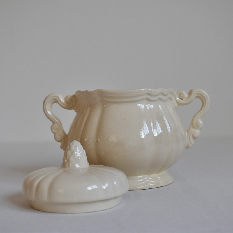Vintage Sugar Pot - Digoin & Sarreguemines - Petal Rim