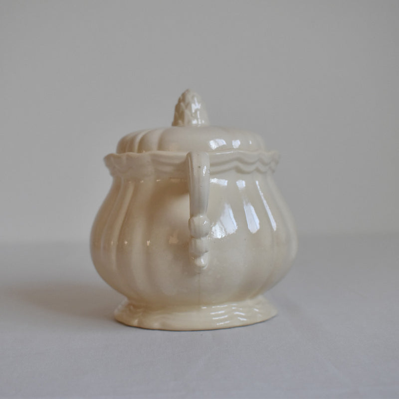 Vintage Sugar Pot - Digoin & Sarreguemines - Petal Rim