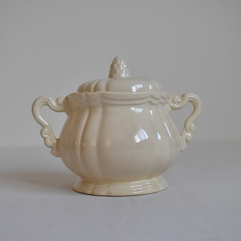 Vintage Sugar Pot - Digoin & Sarreguemines - Petal Rim