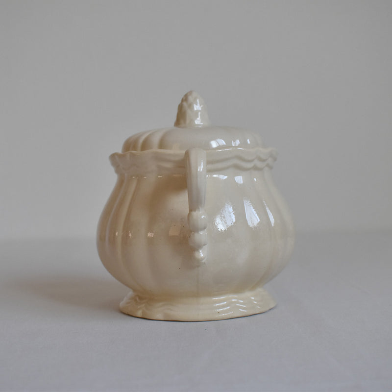 Vintage Sugar Pot - Digoin & Sarreguemines - Petal Rim