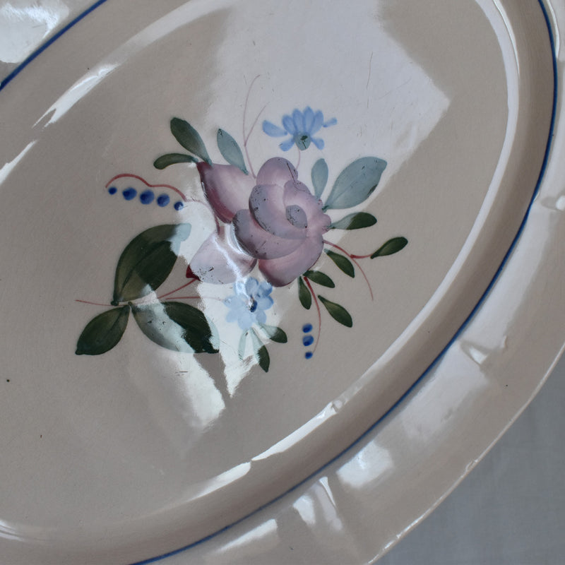 Vintage Oval Platter, Digoin & Sarreguemines, Pink