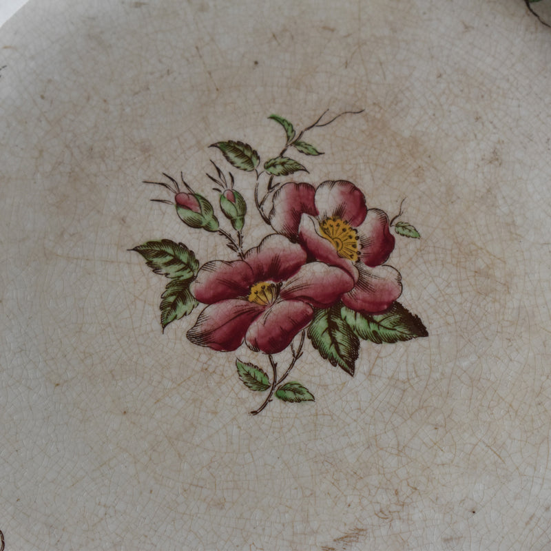 Antique Pedestal Plate U&C Sarreguemines Eglantier