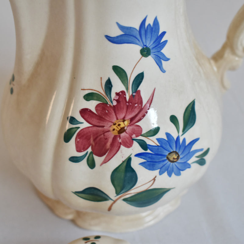 Vintage Coffee Pot - Digoin & Sarreguemines - Fleur Rim - Fleur