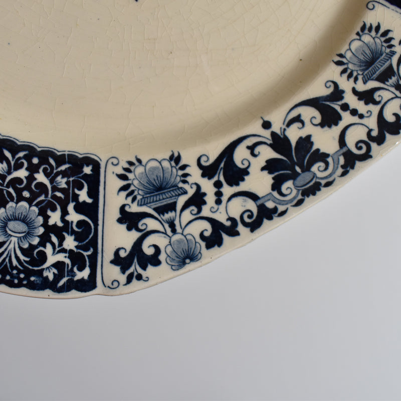 Antique Plate E. Bourgeois (Gien) Ibis Carré Bleu 25cm