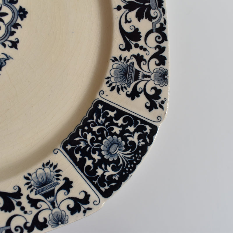 Antique Plate E. Bourgeois (Gien) Ibis Carré Bleu 25cm