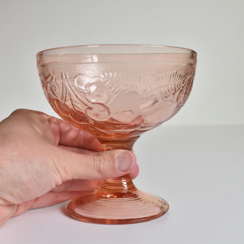 Vintage Ice Cream Cup Fruits Pink