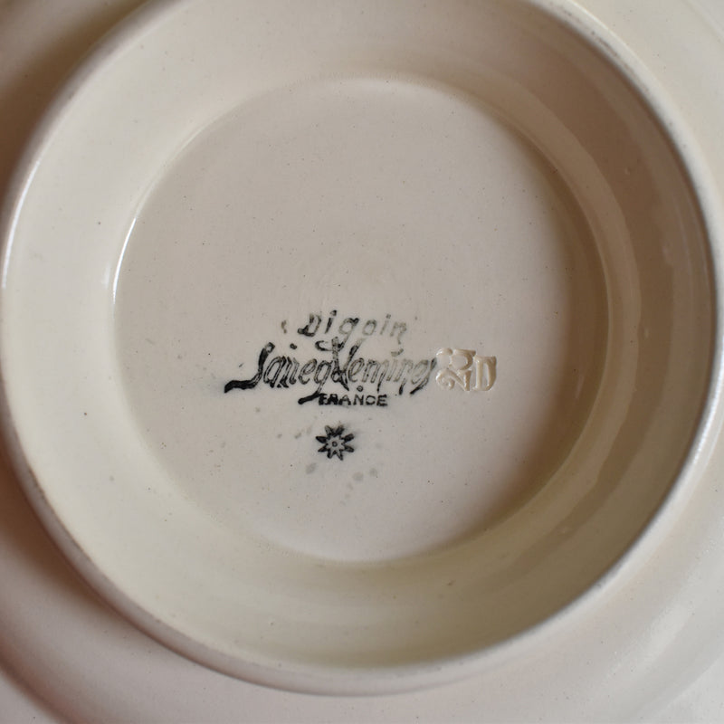 Antique Pedestal Plate Sarreguemines Floral Rim