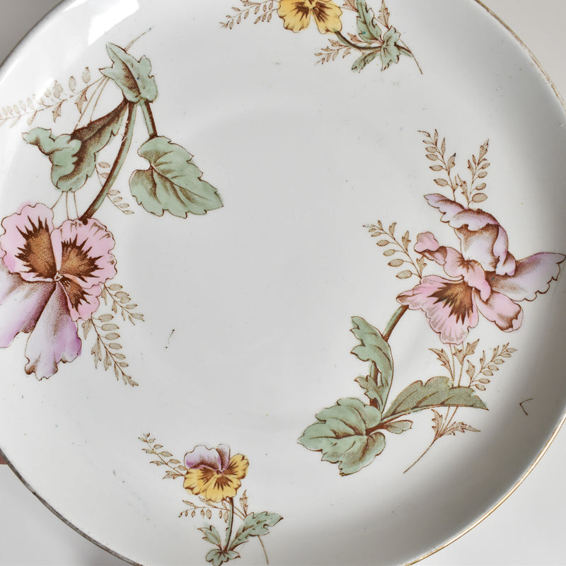 Antique Dessert Plate K&G Lunéville Pensées A