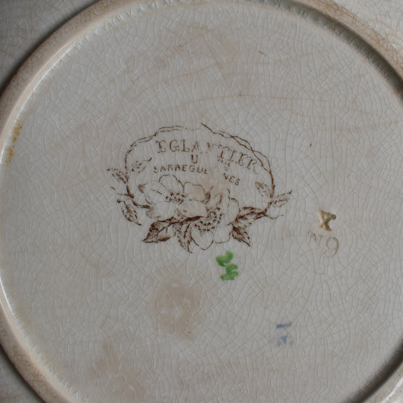 Antique dessert plate U&C Sarreguemines Eglantier A