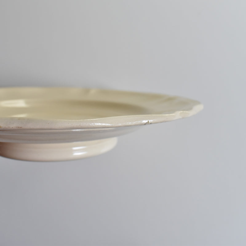Antique Pedestal Plate Sarreguemines Floral Rim