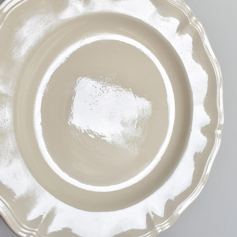 Antique Pedestal Plate Sarreguemines Floral Rim