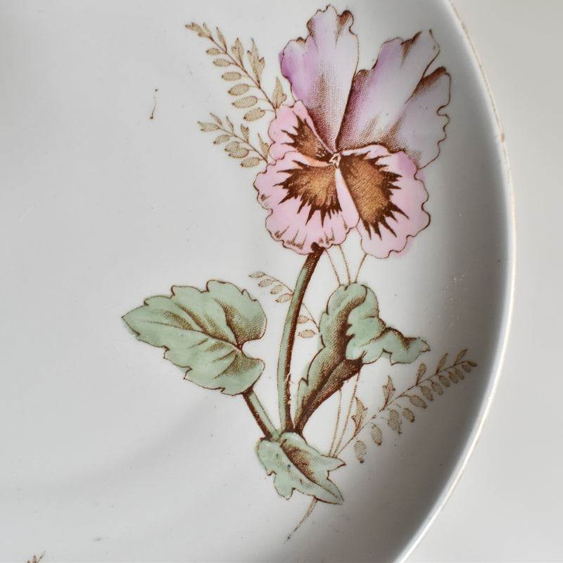 Antique Dessert Plate K&G Lunéville Pensées A