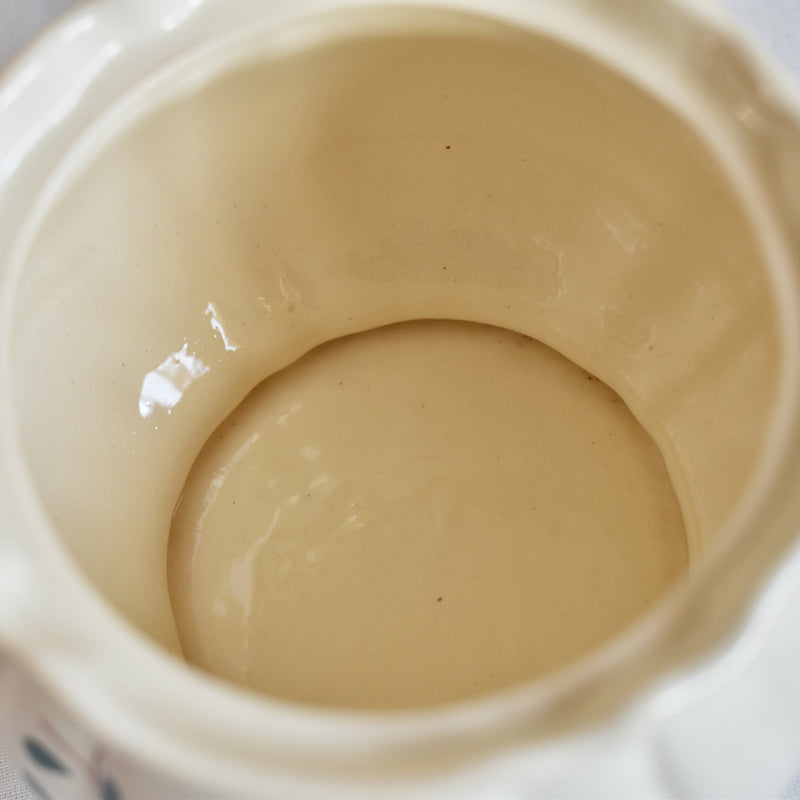 Vintage sugar pot, Digoin & Sarreguemines, "Fleur" floral rim