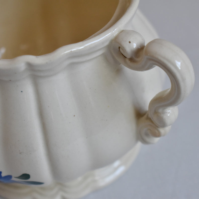 Vintage sugar pot, Digoin & Sarreguemines, "Fleur" floral rim